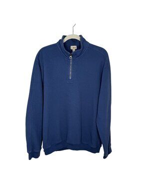J. Crew Blue Brushed Waffle-Knit Half-Zip Pullover, L